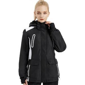 Free Soldier Women’s 2XL Black Waterproof Snow Ski Jacket Full Zip Hooded NWT